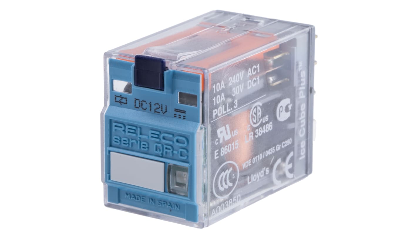 Releco C7 12V dc Spule 2-poliger Wechsler Steckrelais 10A 148Ω 1W Monostabiles Relais