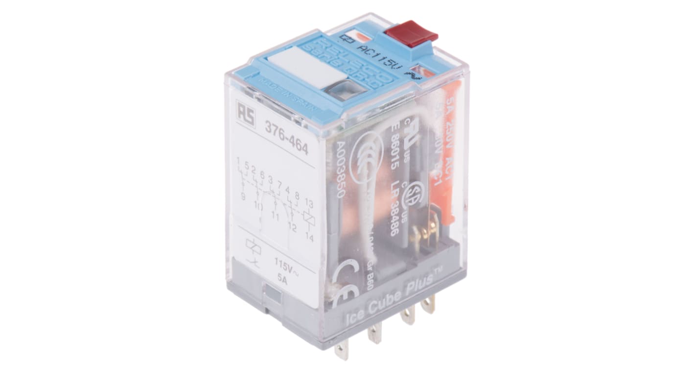 Releco C9  Monostabiles Relais, Steckrelais 4-poliger Wechsler 5A 115V ac Spule