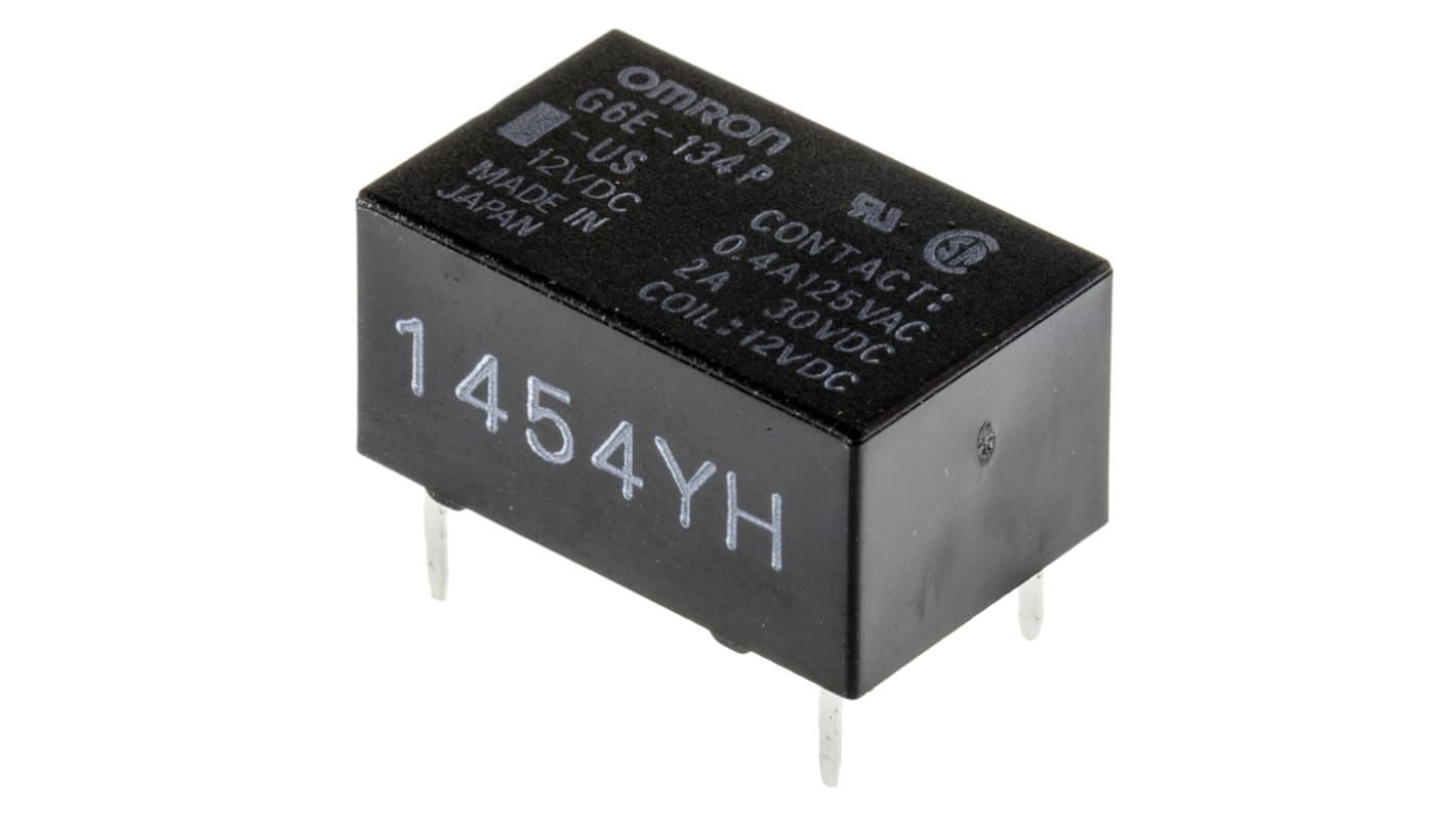 Relè di potenza Omron serie G6E, SPDT, bobina 12V cc, Montaggio su circuito stampato