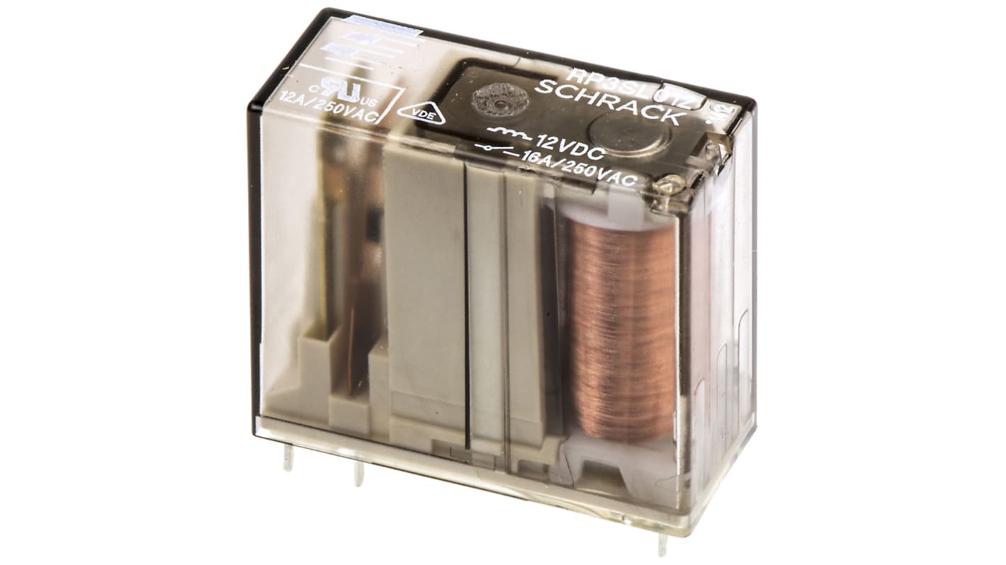 TE Connectivity PCB Mount Non-Latching Relay, 12V dc Coil, 16A Switching Current, SPST