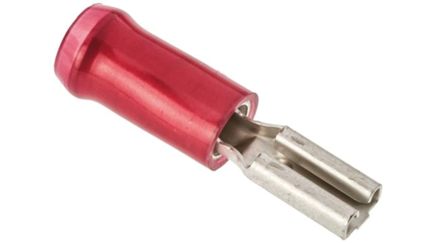 TE Connectivity PIDG FASTON .250 Red Insulated Female Spade Connector, Receptacle, 2.79 x 0.51mm Tab Size, 0.3mm² to