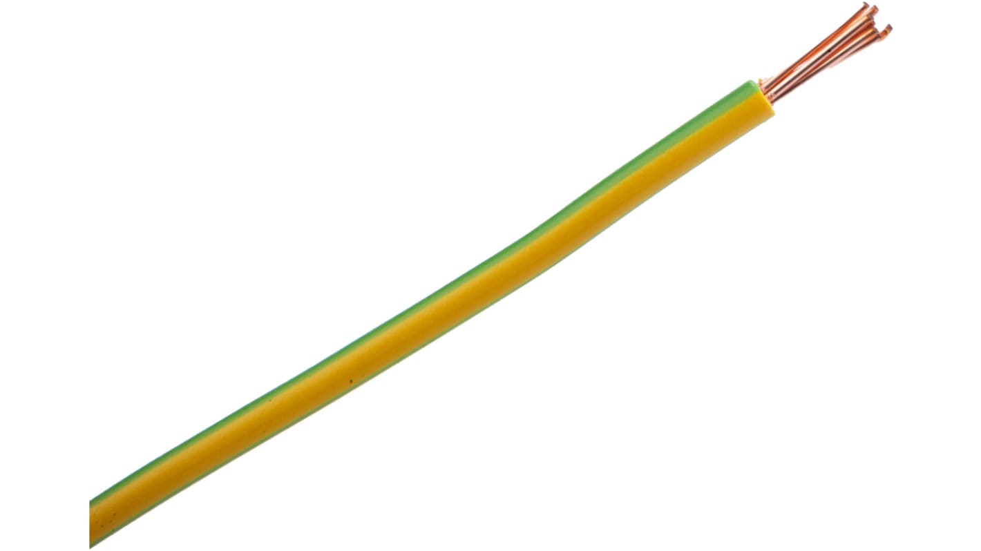 Prysmian 6491X Series Green/Yellow 4 mm² Hook Up Wire, 7/0.85 mm, 100m, 20147719
