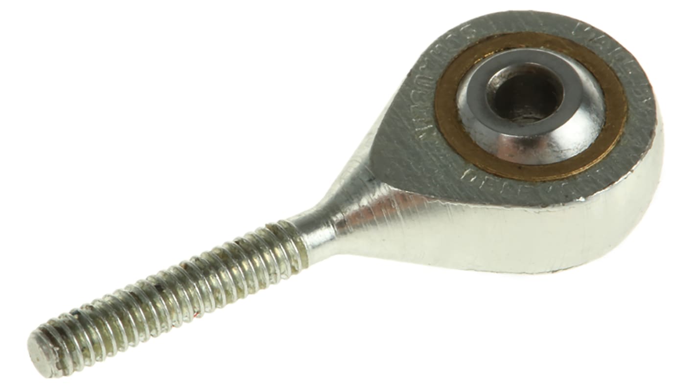 RS PRO M2 x 0.4 Male Steel Rod End, 2mm Bore, 22.5mm Long, Metric Thread Standard, Male Connection Gender