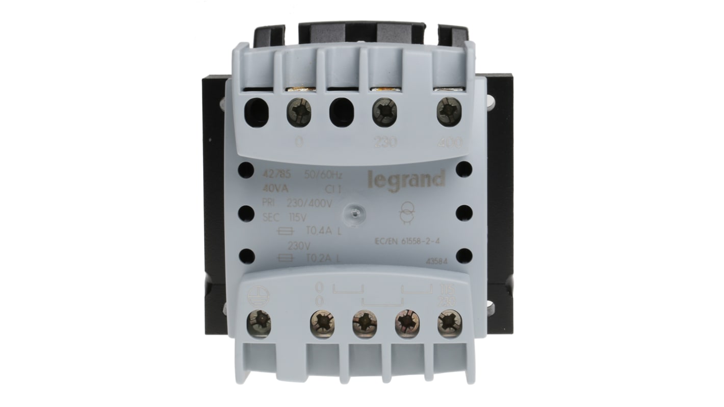 Legrand 40VA DIN Rail Transformer, 230 → 400V Primary, 115 → 230V Secondary