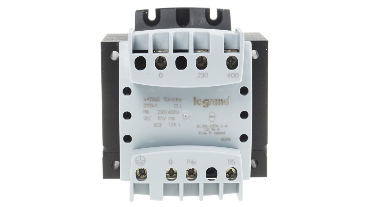 Transformator do zabudowy Napięcie wtórne 115V 220VA Napięcie pierwotne 230 → 400V 1-wyjściowy Legrand