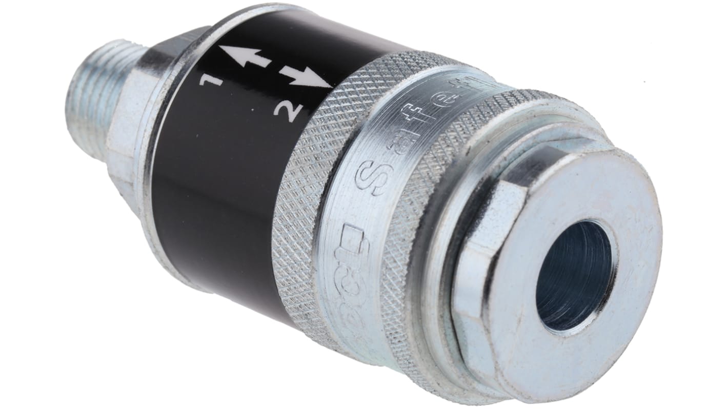PCL Steel Female Pneumatic Quick Connect Coupling, R 1/4 Male Threaded