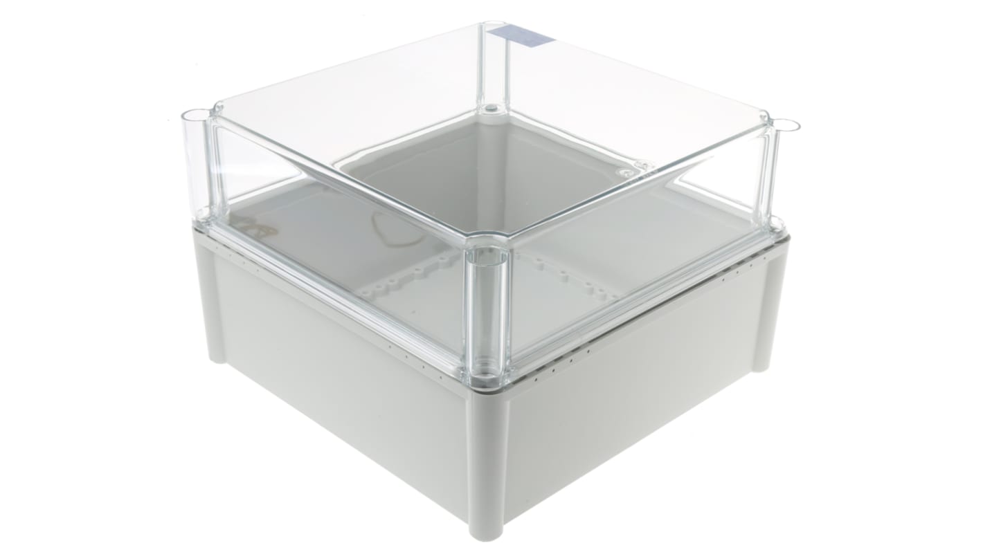 Fibox FEX Series Grey Polycarbonate Enclosure, IP54, Transparent Lid, 278 x 278 x 180mm