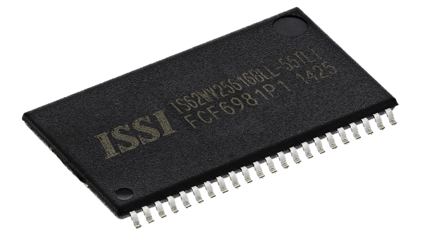 ISSI 异步SRAM, 4Mbit, 256K x 16 位, 44针, 贴片安装, TSOP, 最长55ns