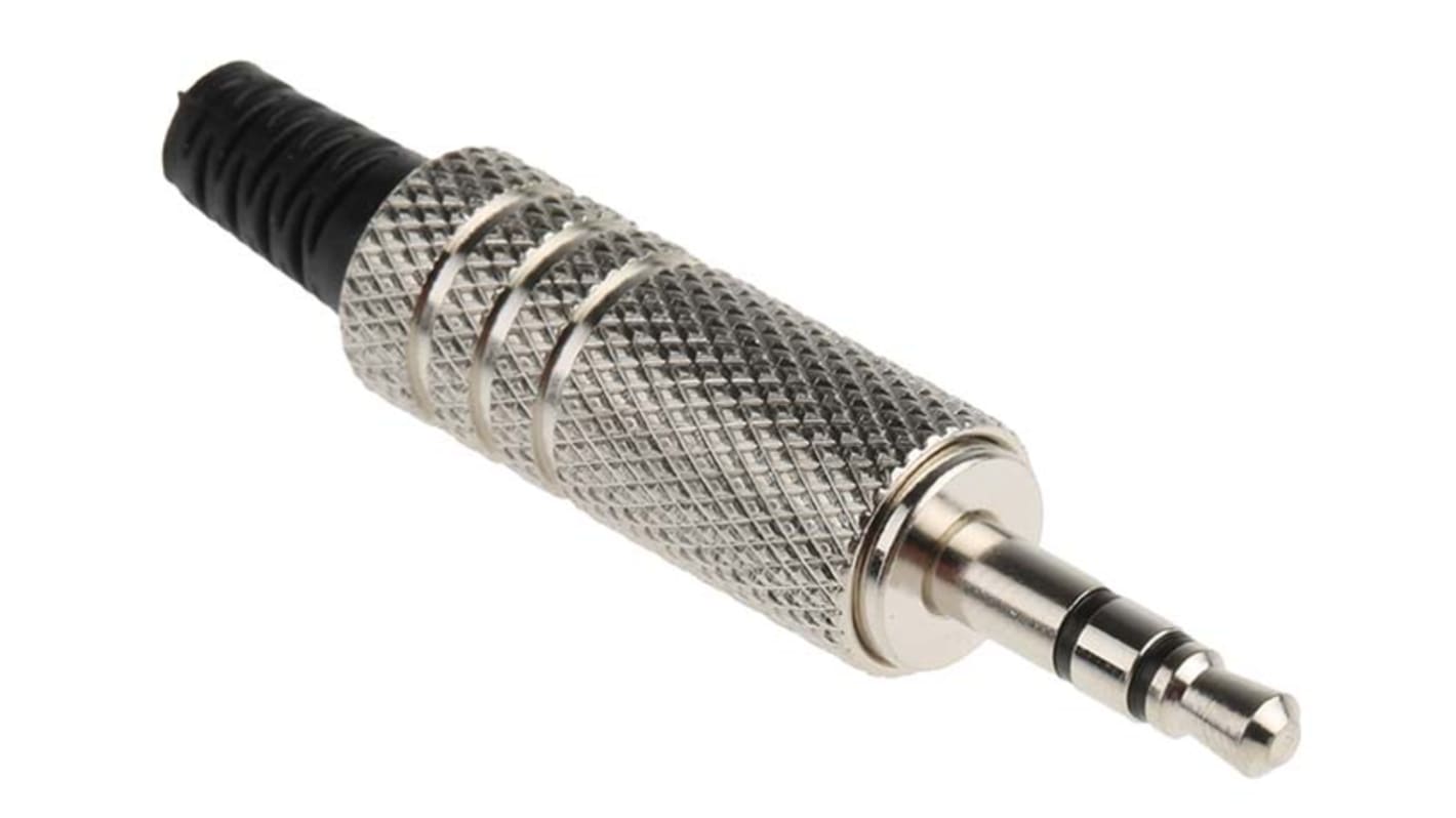 Emelő csatlakozó Férfi, Egyenes, Kábelre szerelhető, Natúr, 3,5 mm