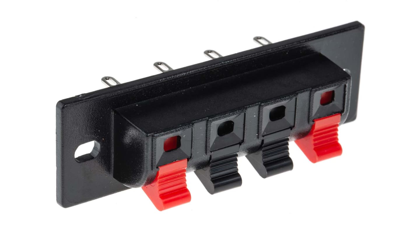 RS PRO Panel Mount Speaker Terminal Socket, 4 Way, 3A, Quick Connect Termination