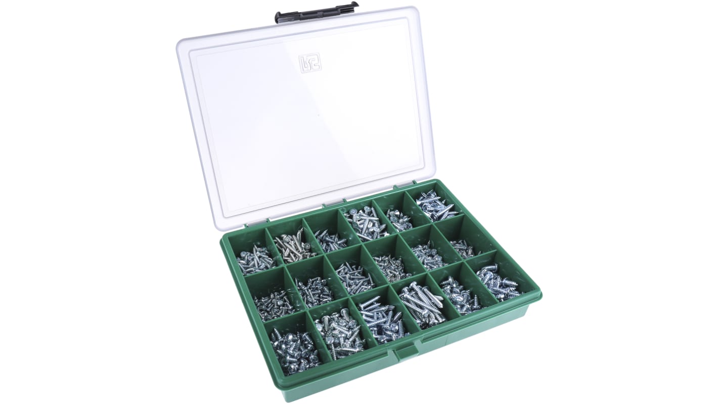 RS PRO Steel 1230 Piece Pozidriv Drive Screw/Bolt Kit