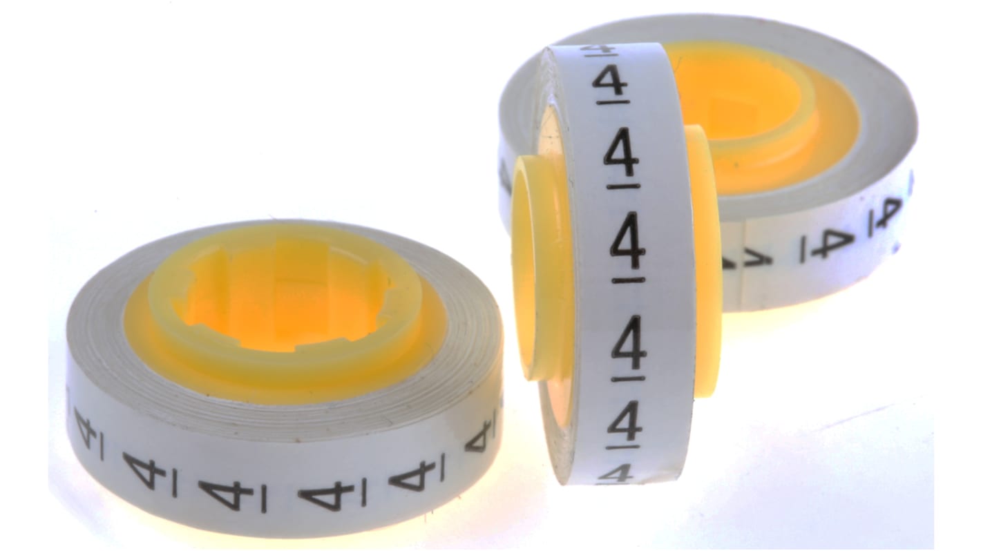 3M Adhesive Cable Markers, White, Pre-printed "4"