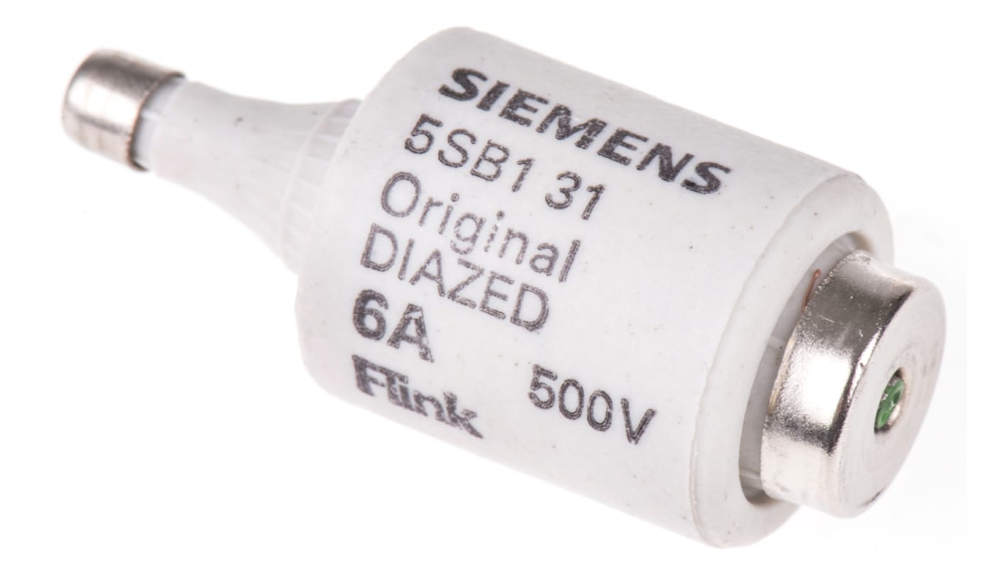 Fusible de type DIAZED Siemens, 6A, taille DII, gG, 500V c.a.