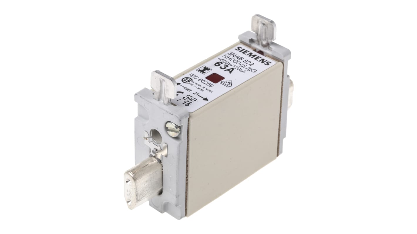 Siemens 63A NH Fuse, NH000, 500V ac