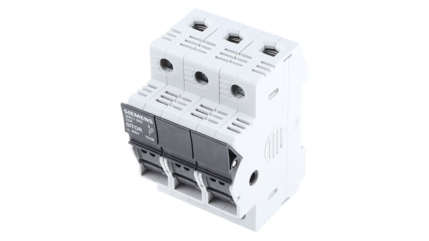 Siemens 32A Rail Mount Fuse Holder for 10 x 38mm Fuse, 3P, 690V ac
