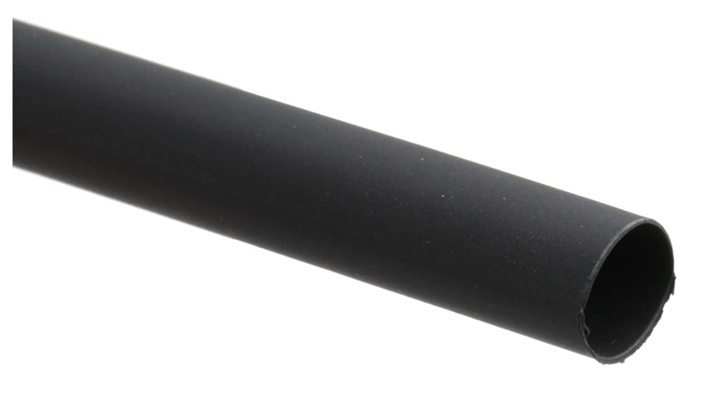 RS PRO Heat Shrink Tubing, Black 9.5mm Sleeve Dia. x 1.2m Length 2:1 Ratio