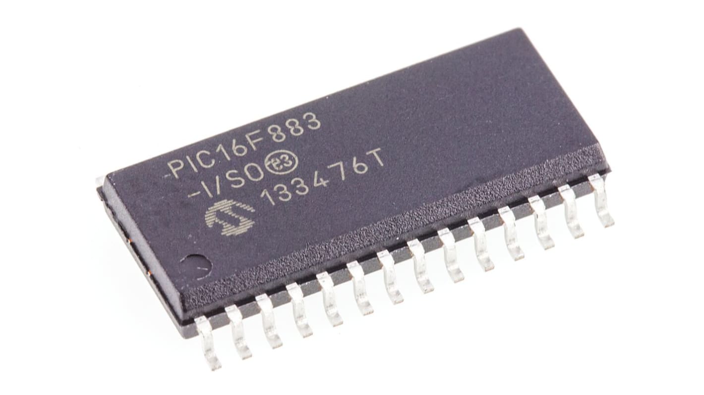 Microcontrolador Microchip PIC16F883-I/SO, núcleo PIC de 8bit, RAM 256 B, 20MHZ, SOIC de 28 pines