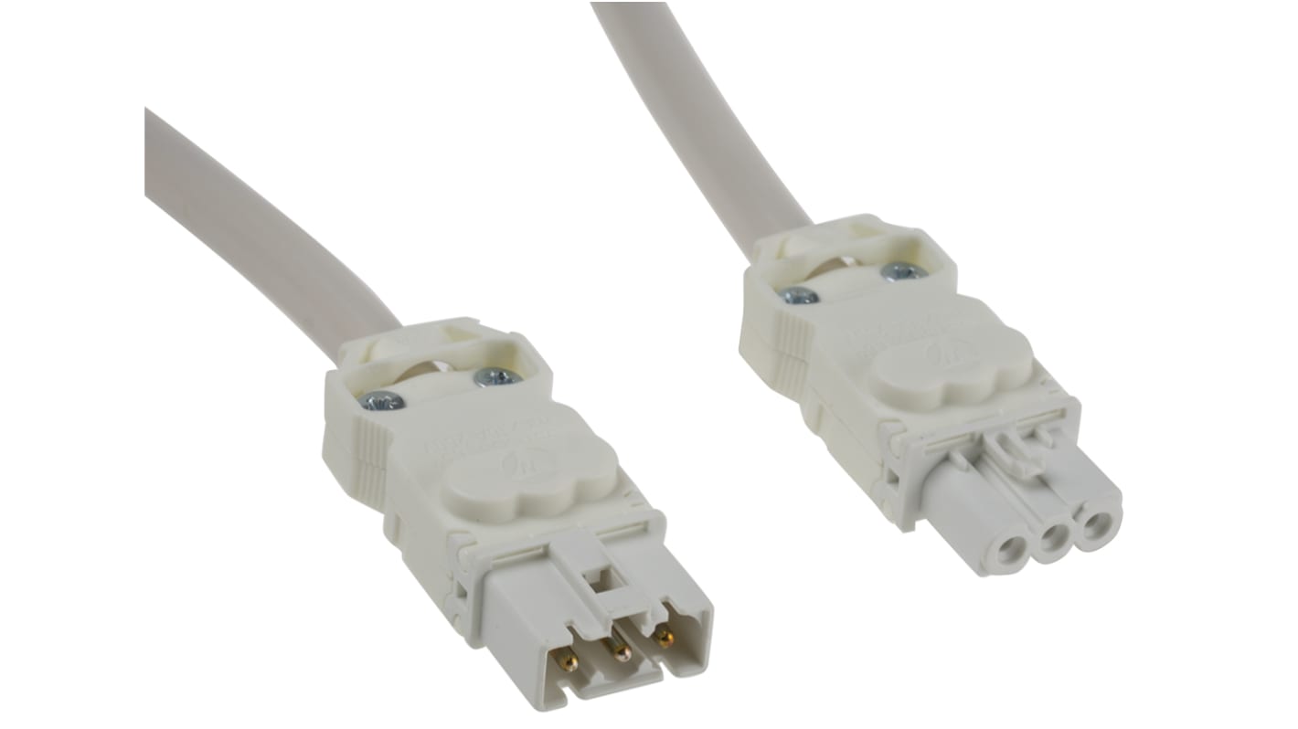 Wieland 3 Pin GST15i3 Socket to 3 Pin GST15i3 Plug Cable assembly, 3m