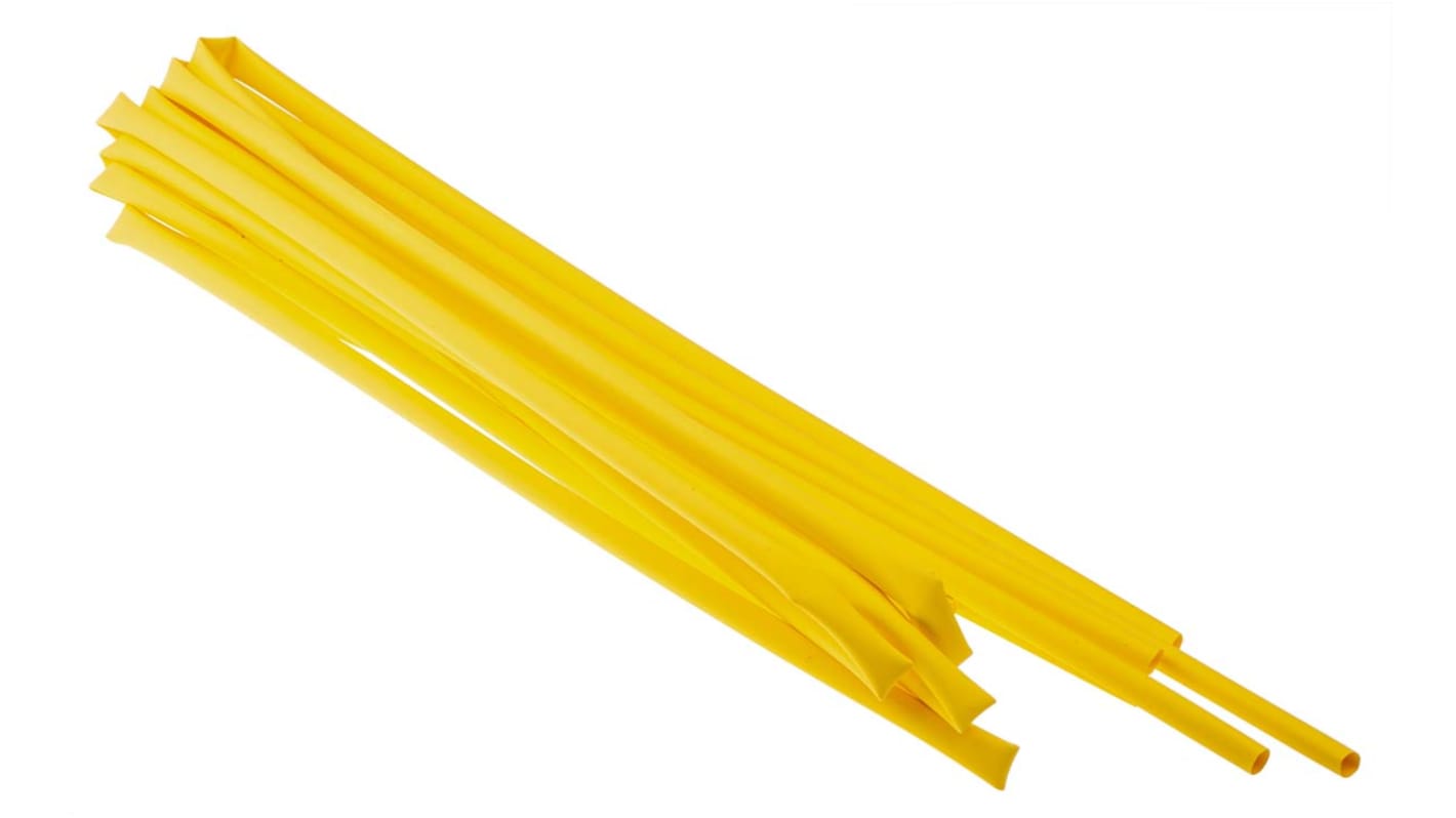 Guaina termorestringente RS PRO Ø 6.4mm, col. Giallo, restringimento 2:1, L. 1.2m