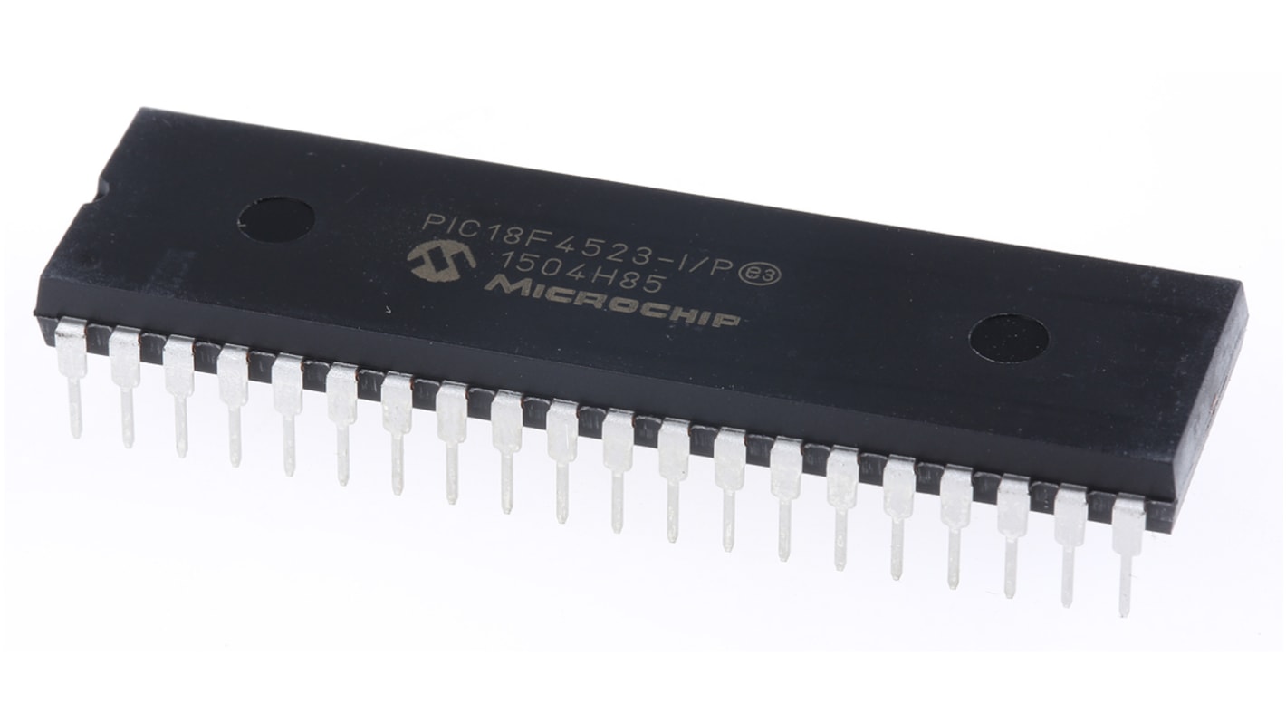 Microchip PIC18F4523-I/P, 8bit PIC Microcontroller, PIC18F, 40MHz, 32 kB, 256 B Flash, 40-Pin PDIP