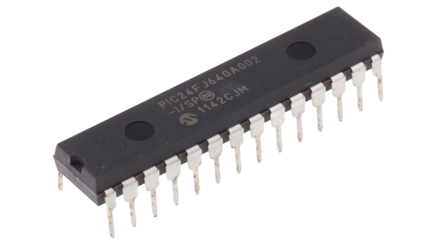 Microchip PIC24FJ64GA002-I/SP, 16bit PIC Microcontroller, PIC24FJ, 32MHz, 64 kB Flash, 28-Pin SPDIP