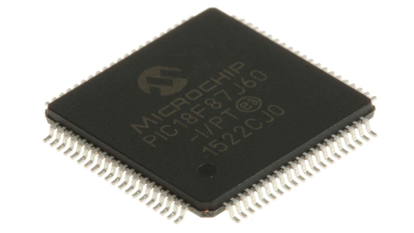 Microcontrollore Microchip, PIC, TQFP, PIC18F, 80 Pin, Montaggio superficiale, 8bit, 41.667MHz