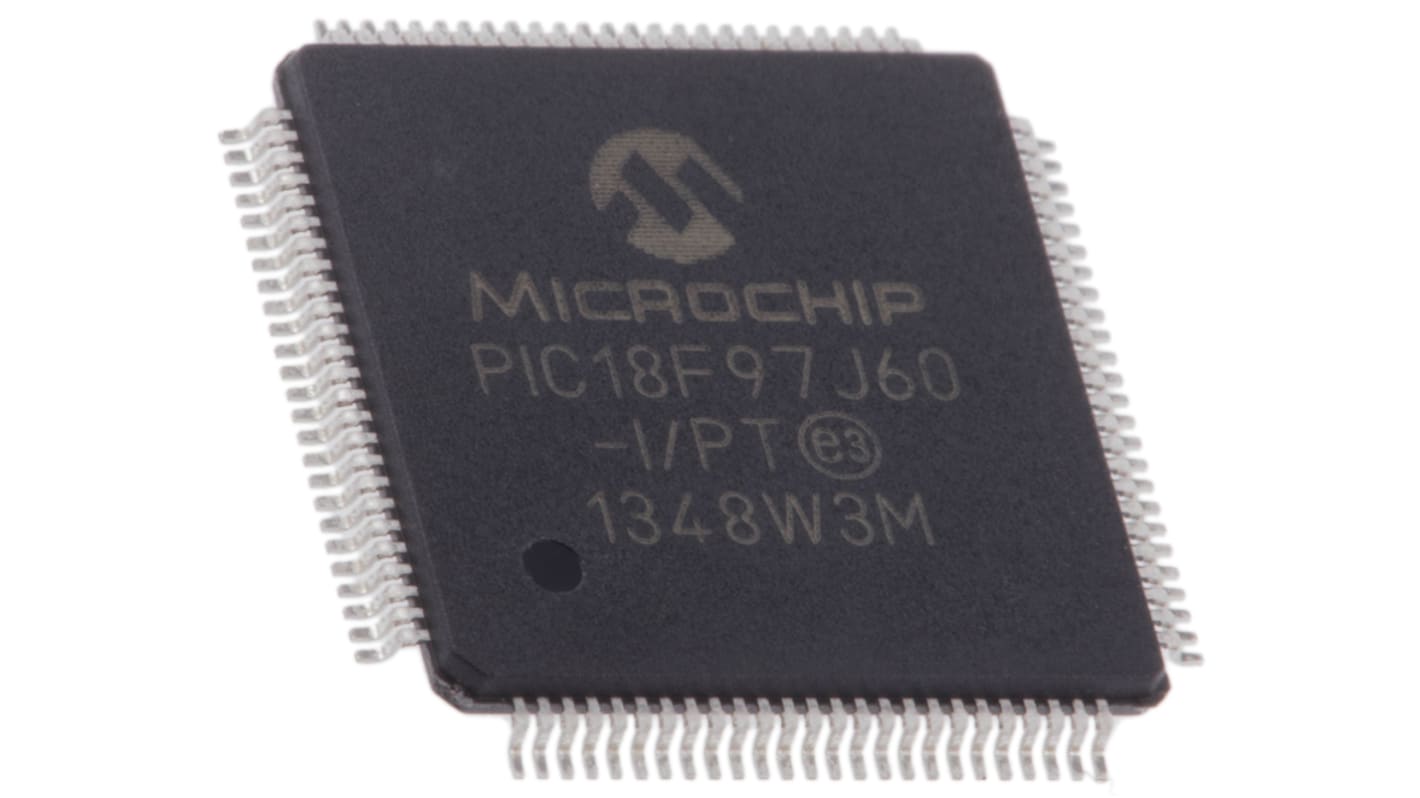 Microchip, 8bit PIC, PIC18F Microcontroller, 41.667MHz, 128 kB Flash, 100-Pin TQFP