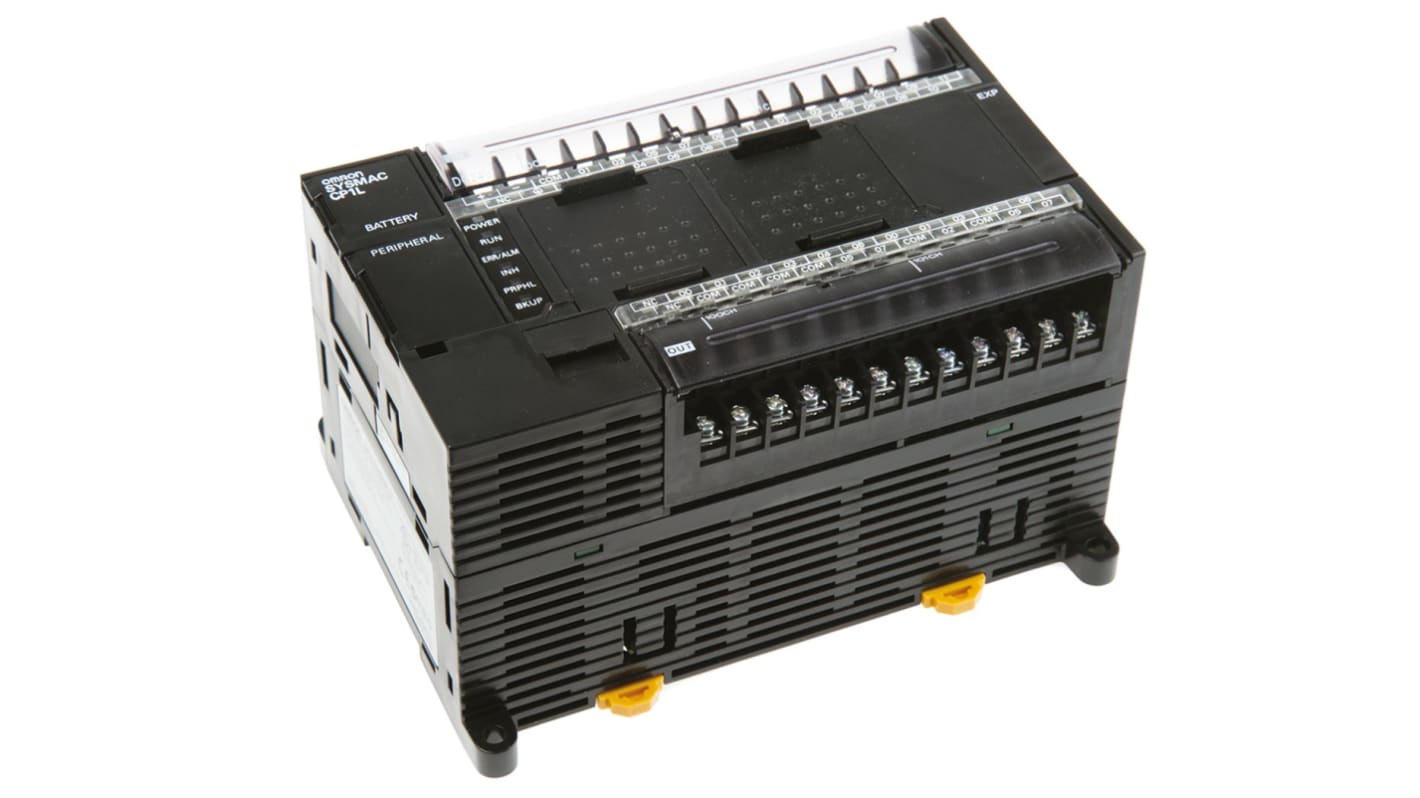 Controlador lógico Omron CP1L, 24 (dc) entradas tipo dc, 16 (relé) salidas tipo Relé, comunicación USB