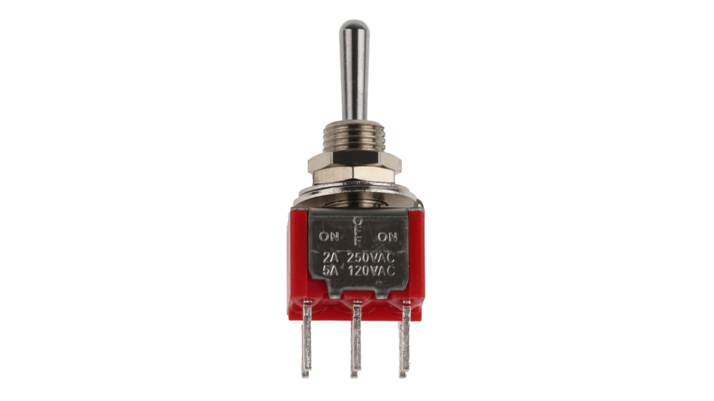 RS PRO Toggle Switch, PCB Mount, On-Off-On, DPDT, Through Hole Terminal, 120 ac/dc, 28V ac/dc