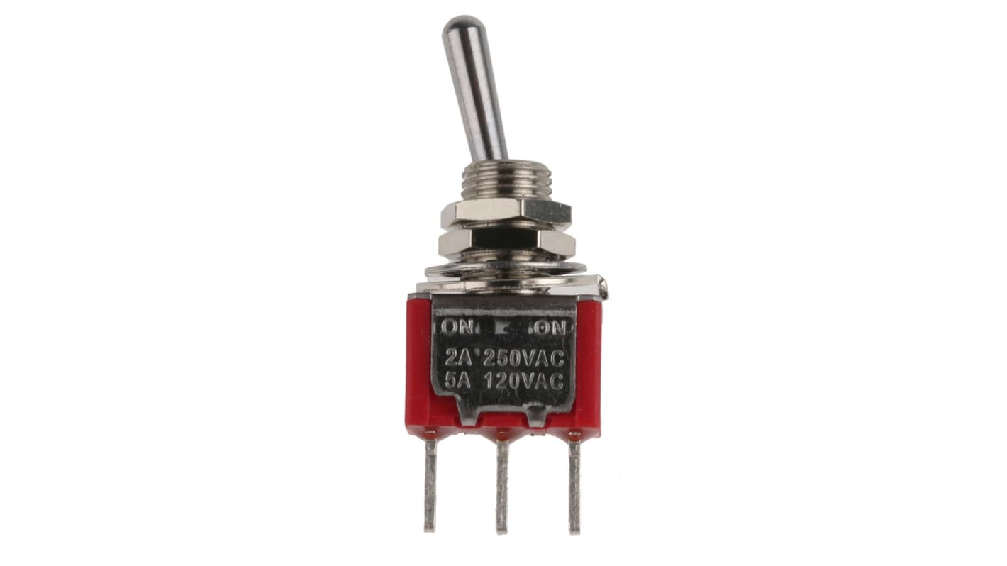 RS PRO 钮子开关, 单刀双掷, 开-开操作, 5 A (250 V 交流/28 V 直流),2 A (250 V 交流), PCB安装, 通孔端子