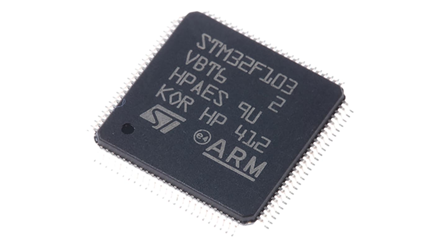 STMicroelectronics STM32F103VBT6, 32bit ARM Cortex M3 Microcontroller, STM32F1, 72MHz, 128 kB Flash, 100-Pin LQFP