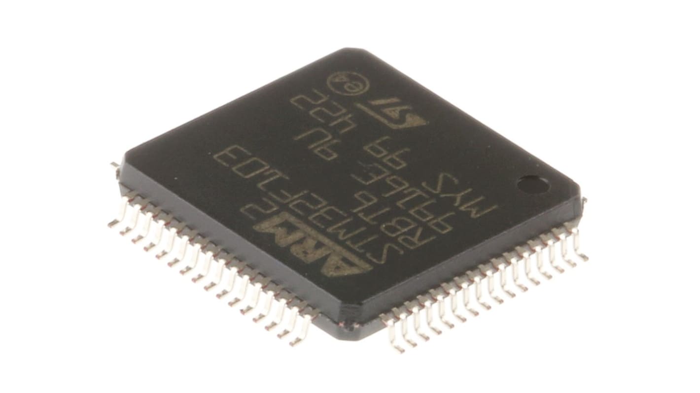STMicroelectronics, 32bit ARM Cortex M3, STM32F1 Microcontroller, 72MHz, 128 kB Flash, 64-Pin LQFP
