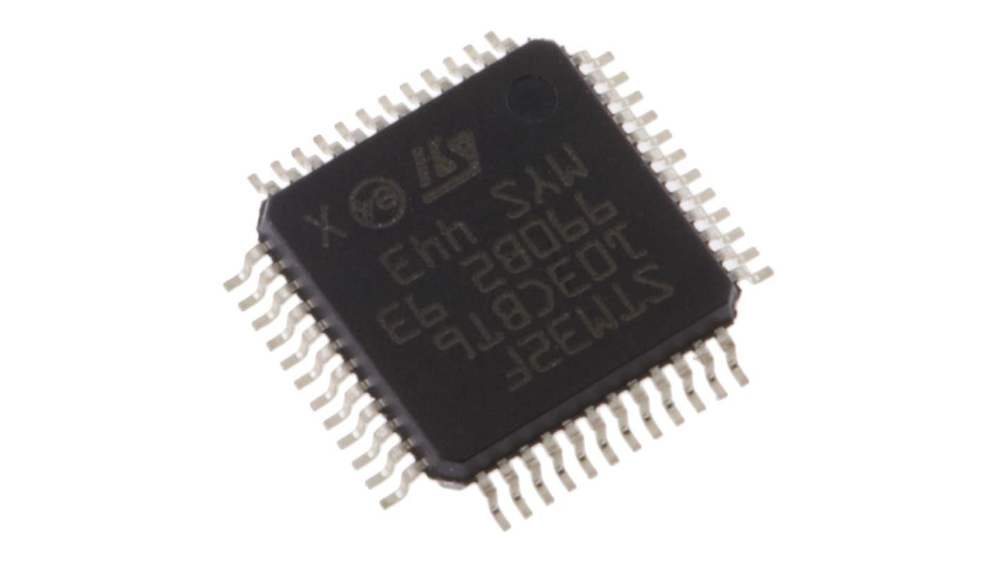 STMicroelectronics STM32F1单片机, ARM Cortex M3内核, 48针, LQFP, 最大72MHz, 128 kB 闪存, 20 kB RAM