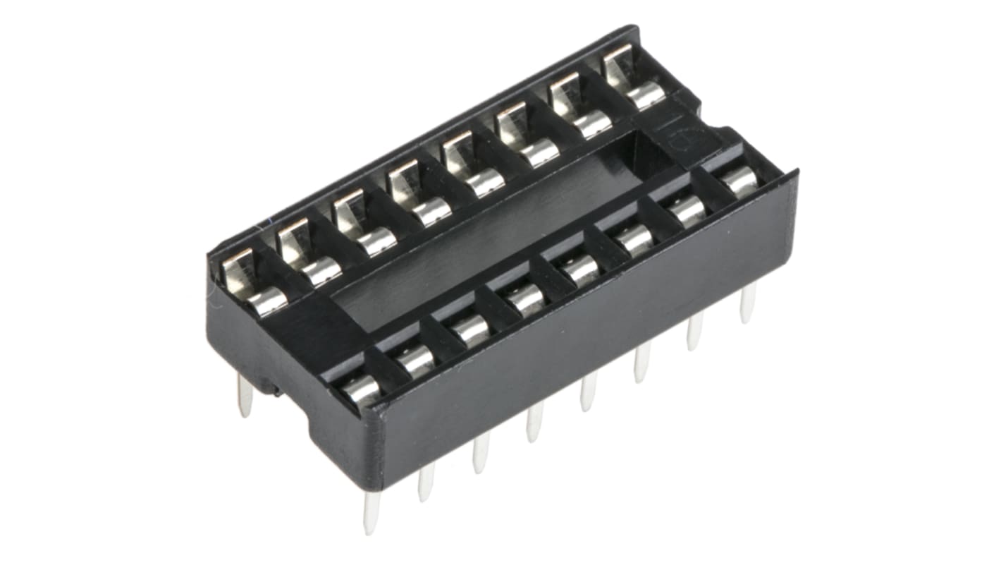 Winslow, W3100 2.54mm Pitch Vertical 16 Way, Through Hole Stamped Pin Open Frame IC Dip Socket, 10A