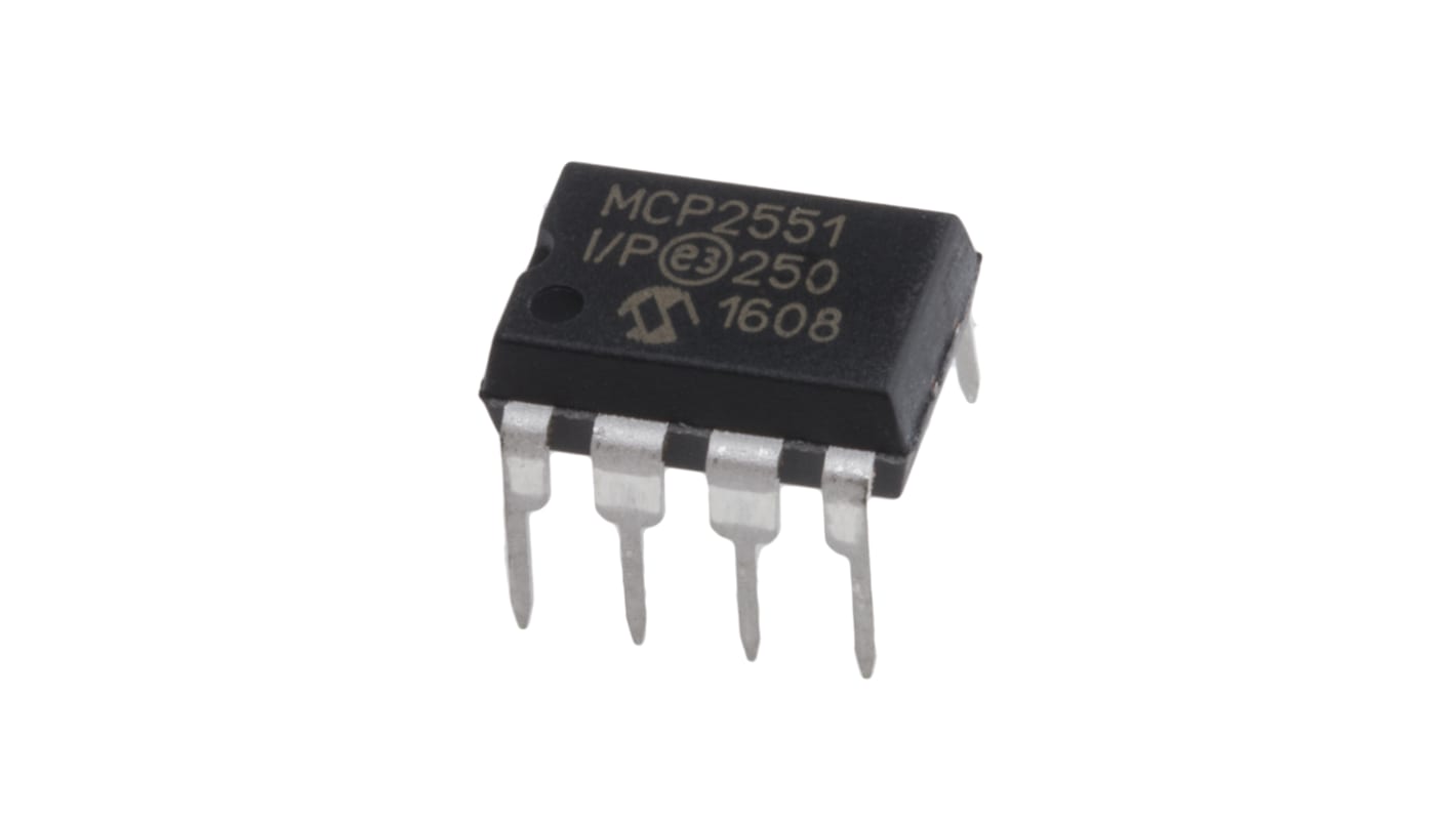 Microchip MCP2551-I/P, CAN Transceiver 1Mbps ISO 11898, 8-Pin PDIP