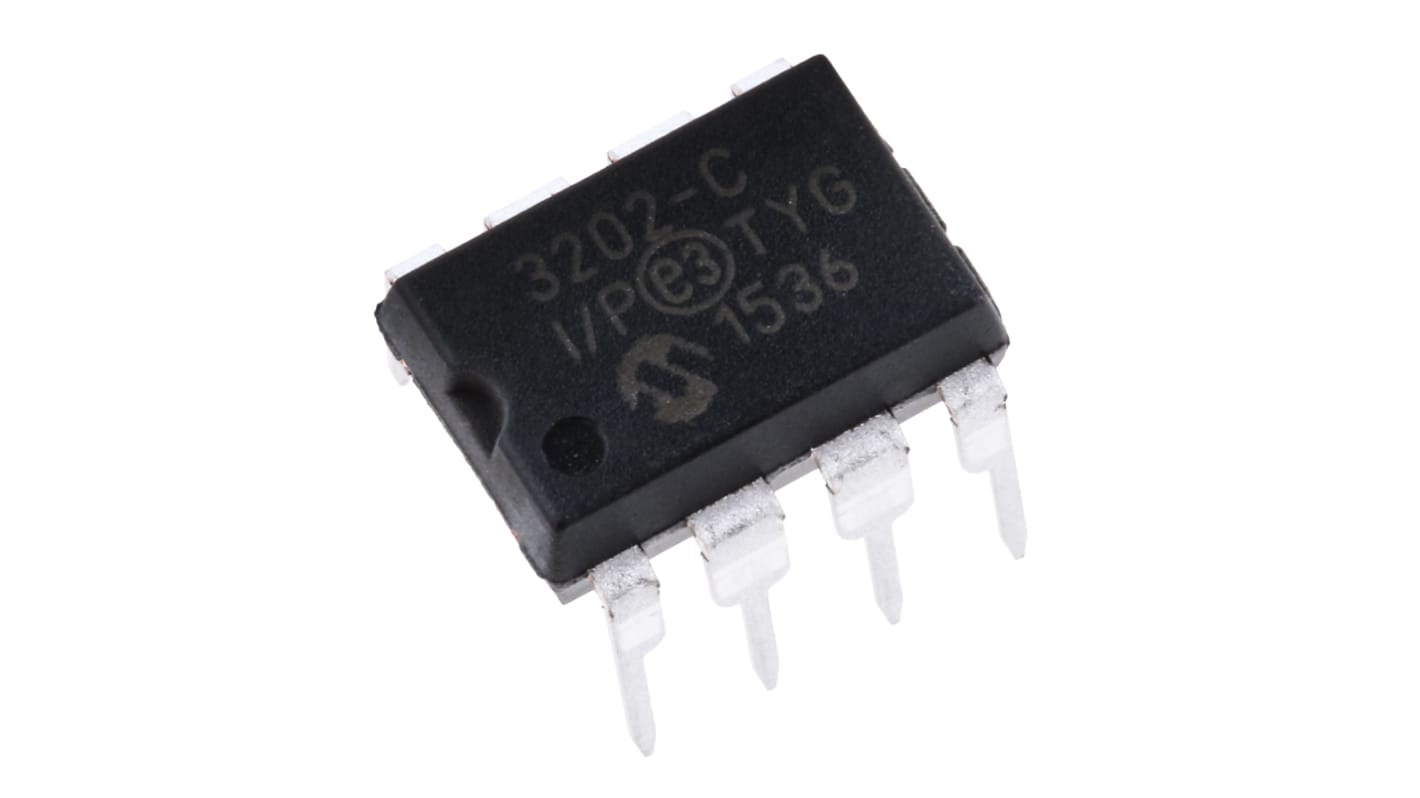 ADC MCP3202-CI/P, Dual, 12 bit-, 100ksps, PDIP, 8 Pin