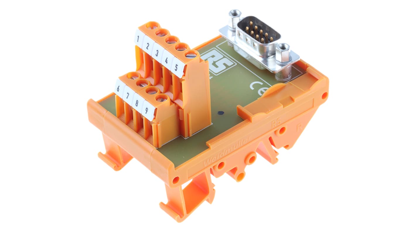 RS PRO 9-Contact Male Interface Module, D-sub Connector, DIN Rail Mount, 1A
