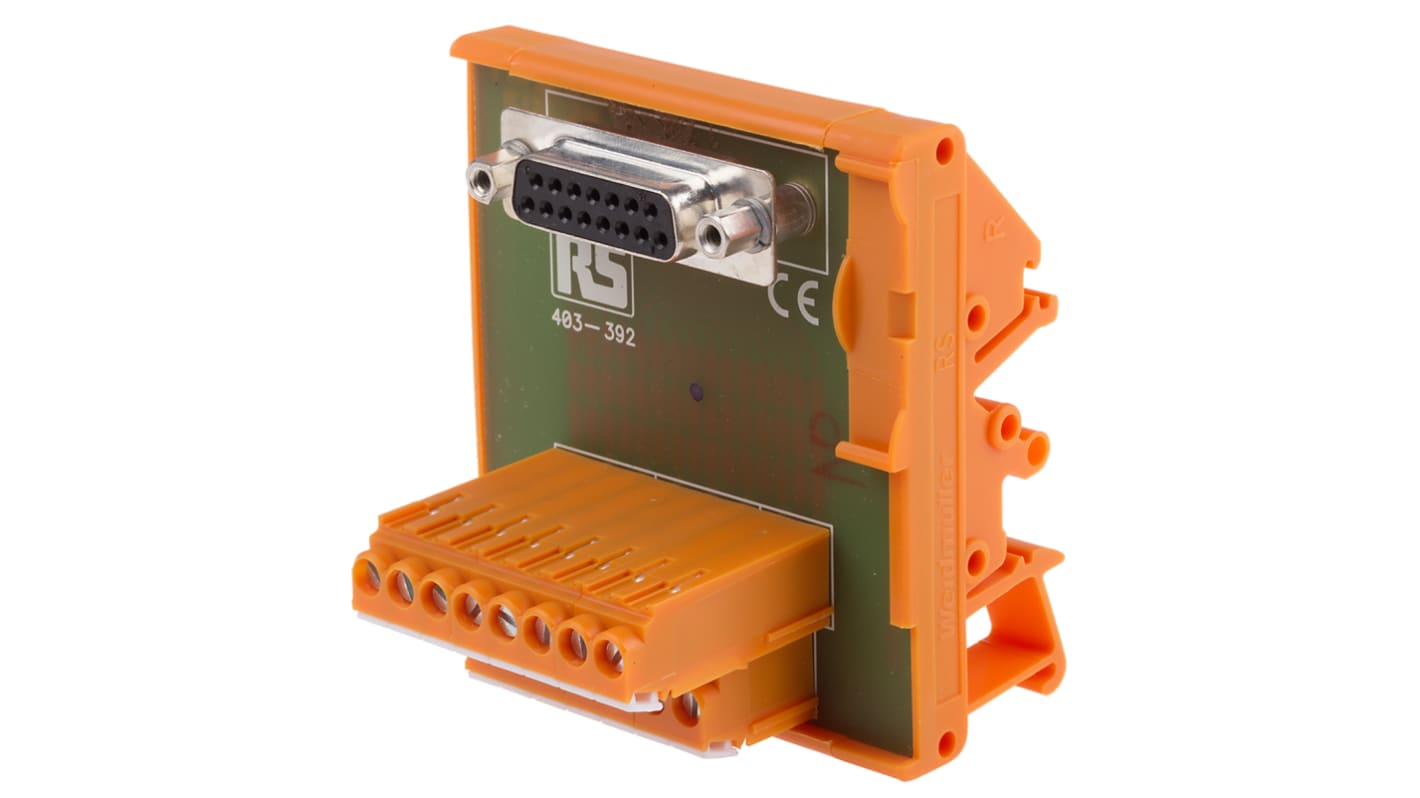 RS PRO 15-Contact Female Interface Module, D-sub Connector, DIN Rail Mount, 1A