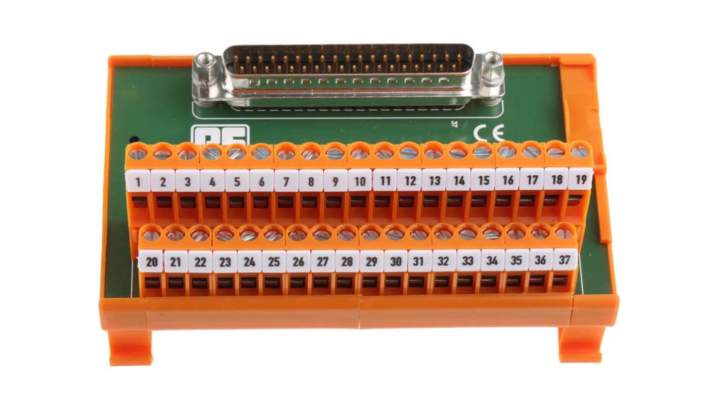 RS PRO 37-Contact Male Interface Module, D-sub Connector, DIN Rail Mount, 1A