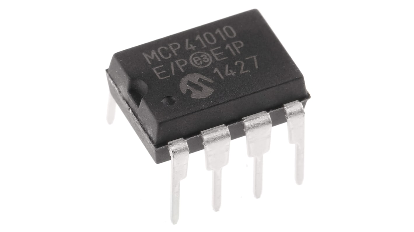 Potenciómetro digital, MCP41010-E/P, Serie SPI 10kΩ, 256 posiciones, punta Lineal, PDIP 8 pines