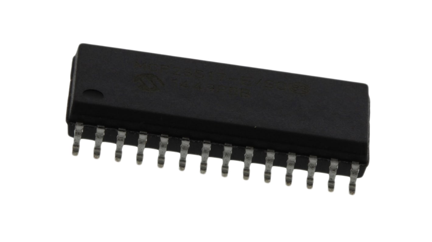 Microchip 16通道I/O扩展器, 串行 - SPI接口, SOIC封装, 28引脚, 贴片安装