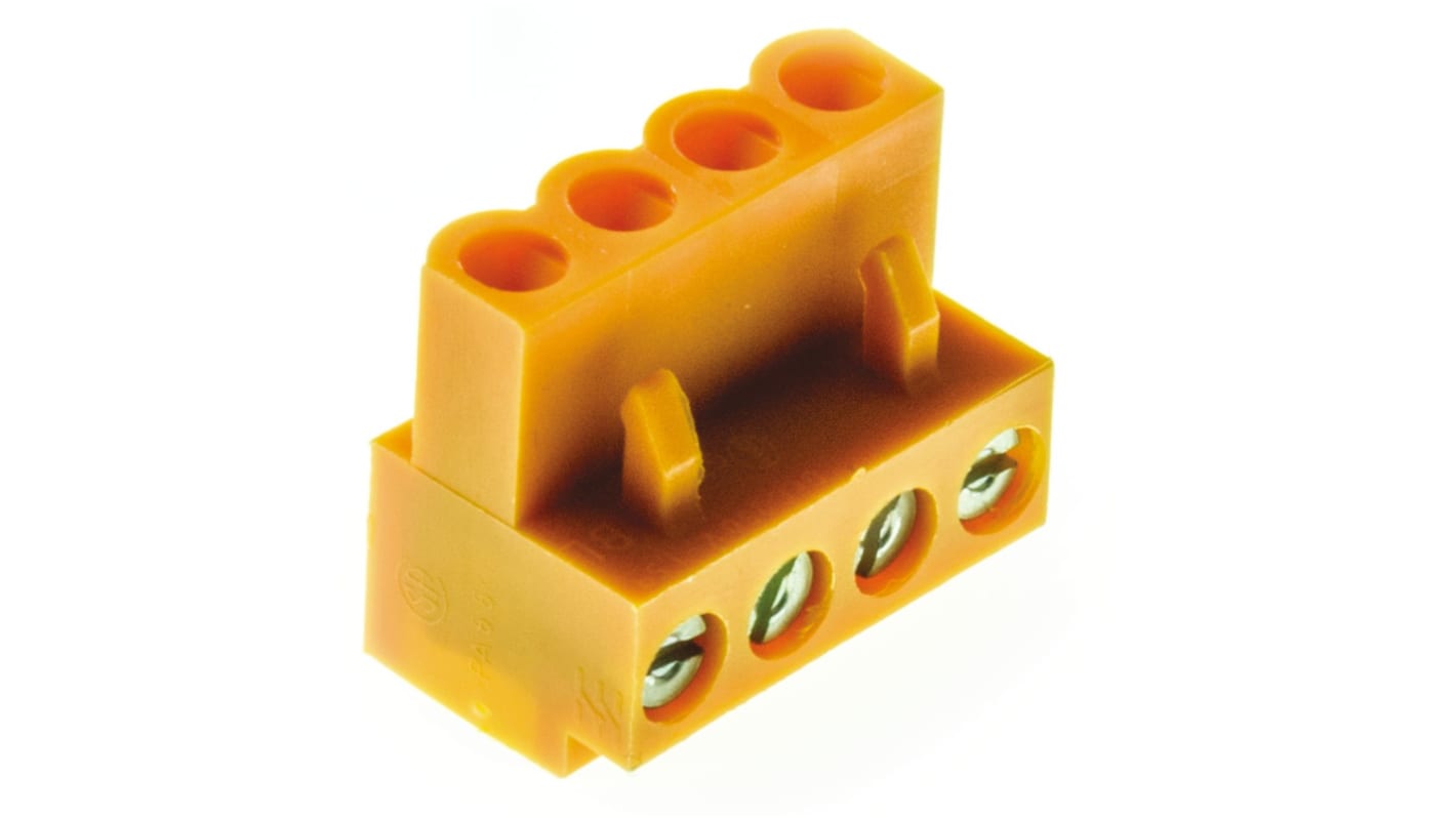 Weidmuller 5.08mm Pitch 4 Way Pluggable Terminal Block, Plug, Cable Mount, Screw Down Termination