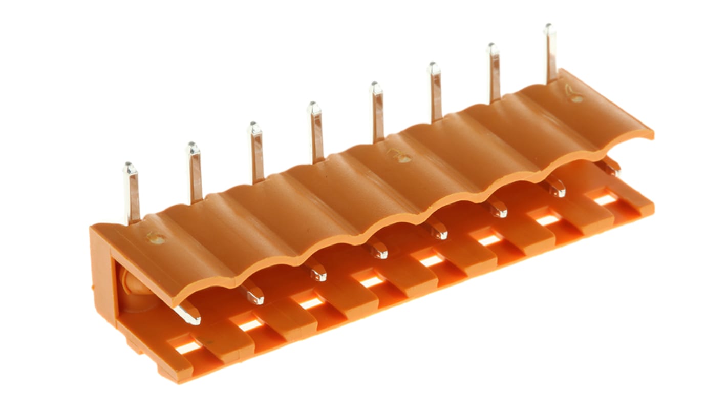 Weidmuller, 5.08mm Pitch, OMNIMATE SL, 8 Way, Right Angle, Pluggable Terminal Block, Header, Through Hole, Solder