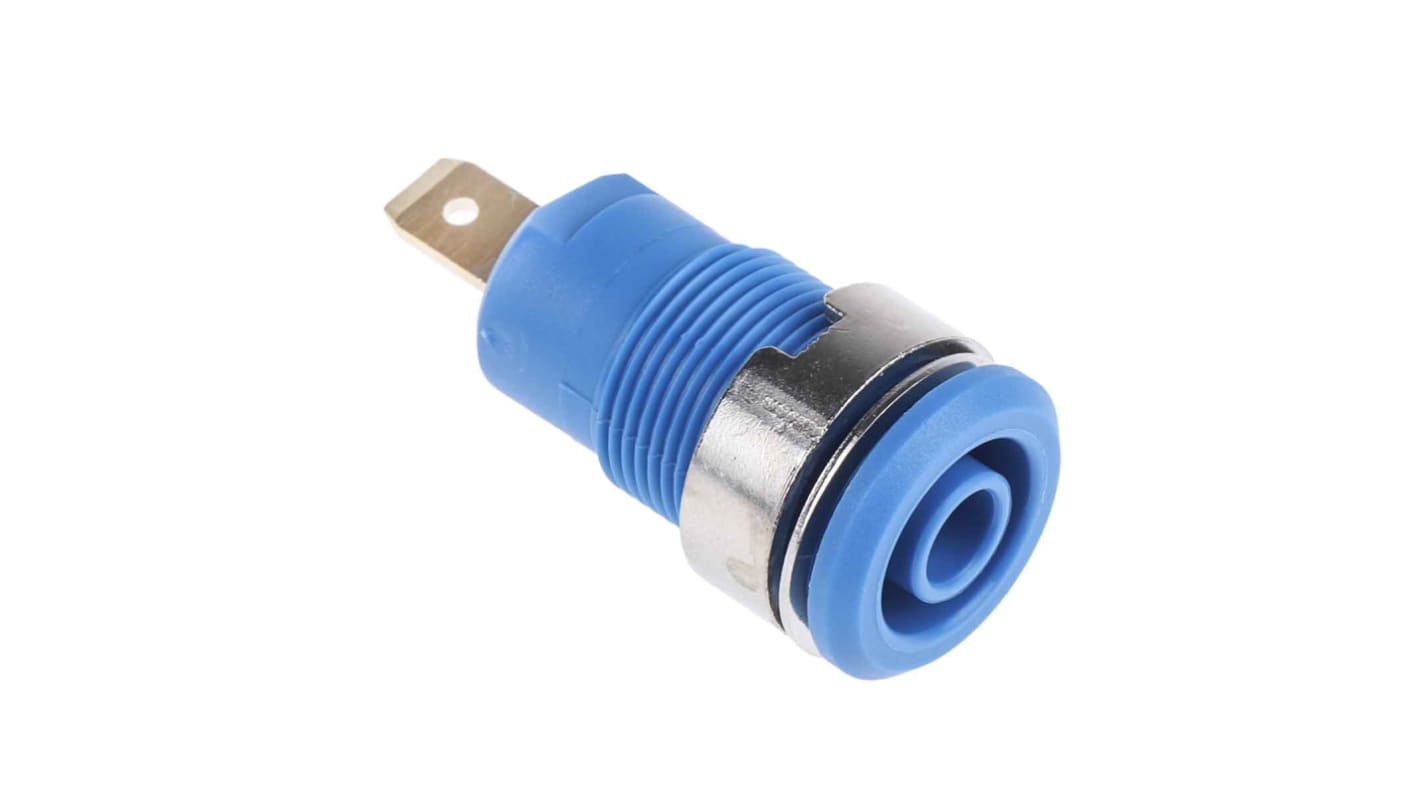 Staubli Blue Female Banana Socket, 4 mm Connector, Tab Termination, 24A, 1000V, Gold Plating