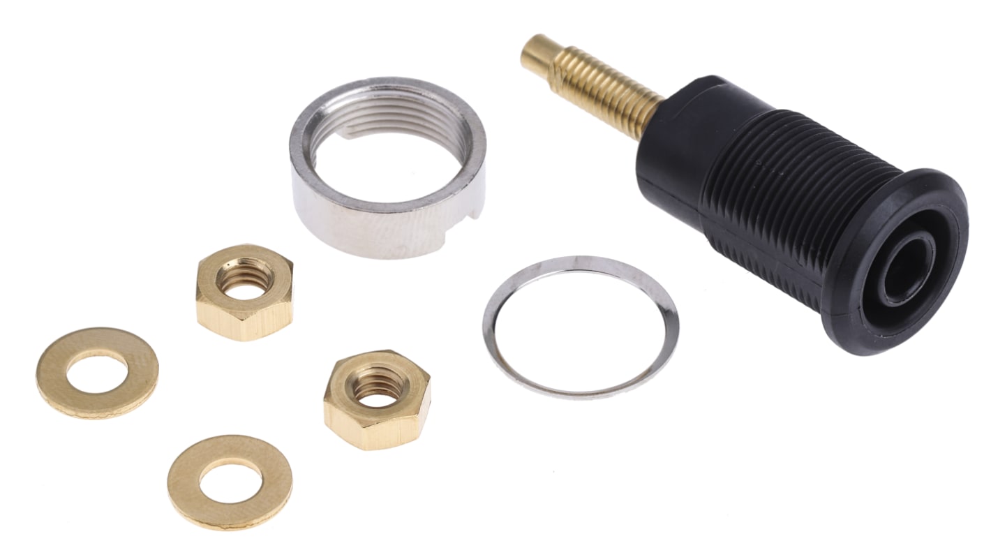 Staubli Black Female Banana Socket, 4 mm Connector, Solder Termination, 32A, 1000V, Gold Plating