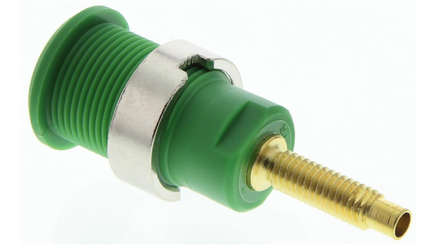 Staubli Green Female Banana Socket, 4 mm Connector, Solder Termination, 32A, 1000V, Gold Plating