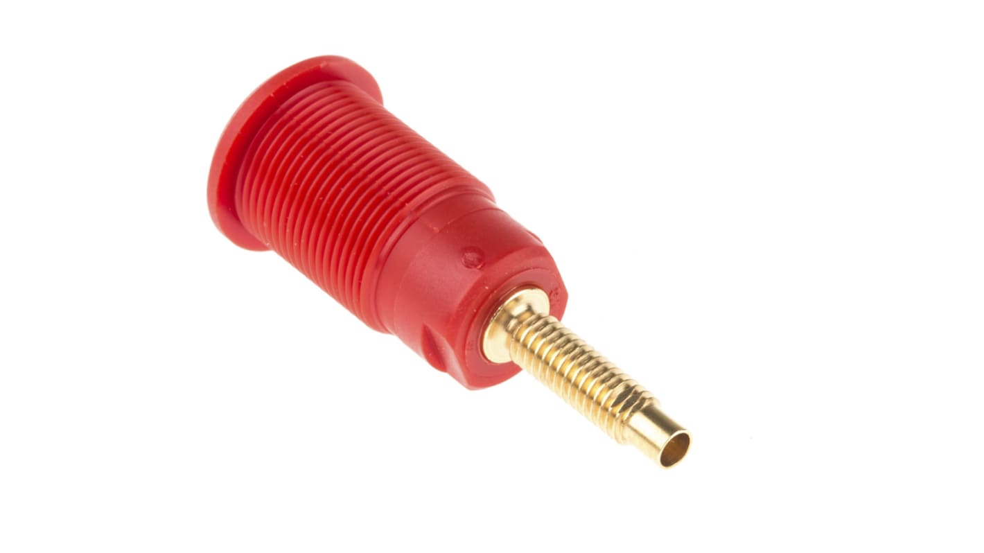 Staubli Red Female Banana Socket, 4 mm Connector, Solder Termination, 32A, 1000V, Gold Plating