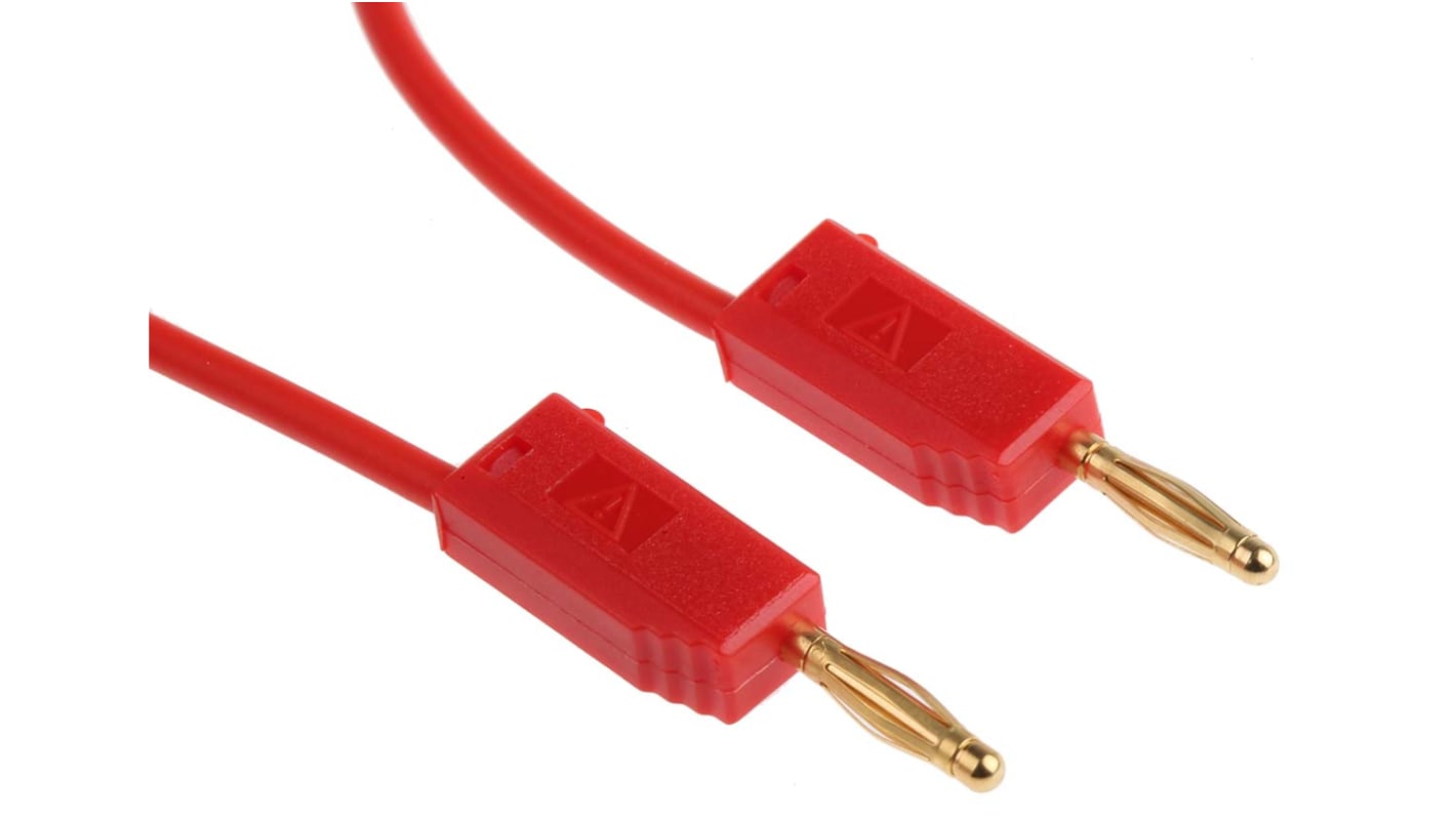 Staubli 2 mm Connector Test Lead, 10A, 30 V ac, 60V dc, Red, 500mm Lead Length