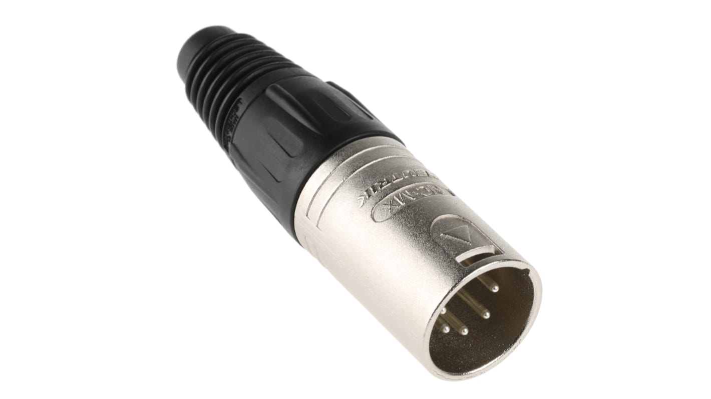 Conector XLR Macho Recto de 5 pines Neutrik, contactos de Latón revestidos de Plata, 7.5A, Montaje de Cable
