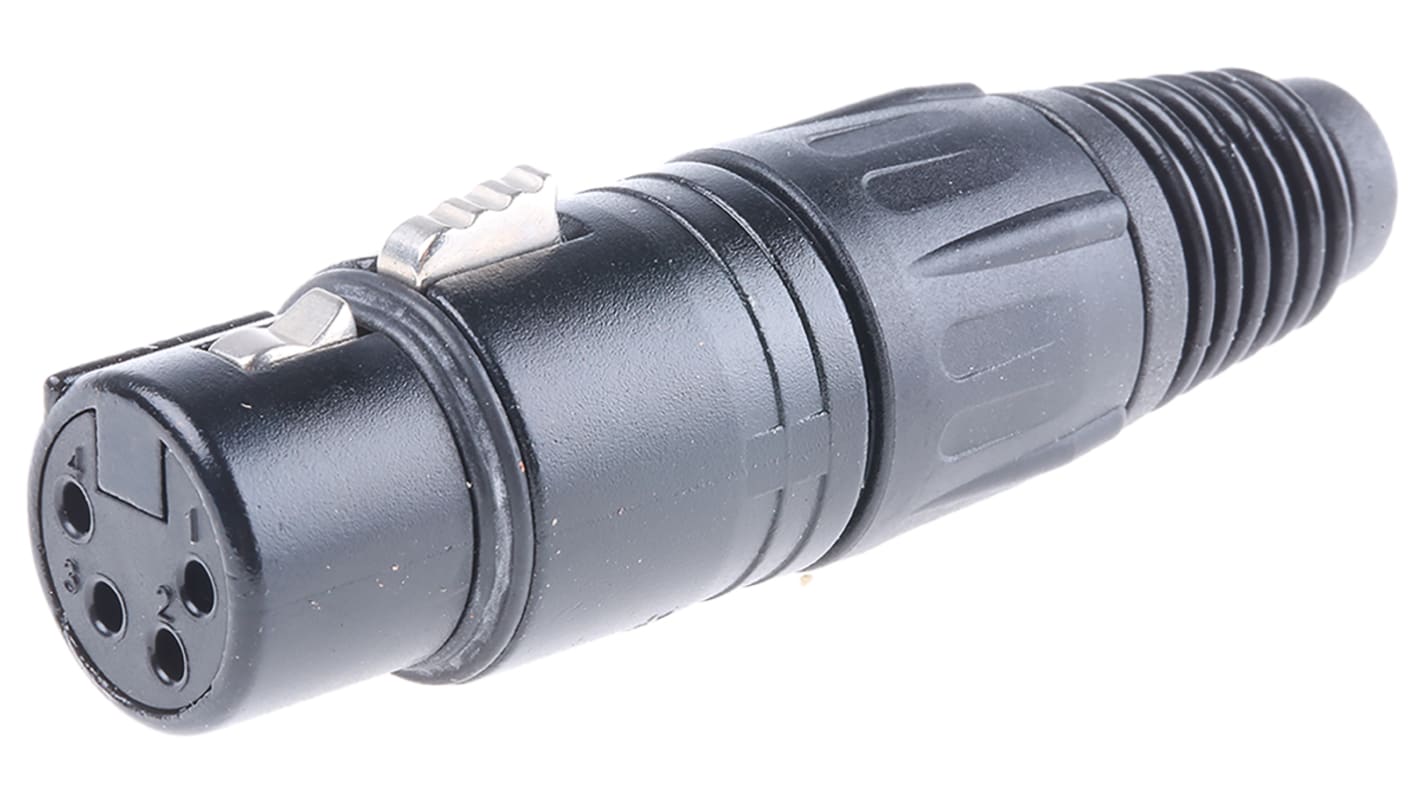 Neutrik 四芯卡侬头母座, 电缆安装, 50 V, 10A, 直向